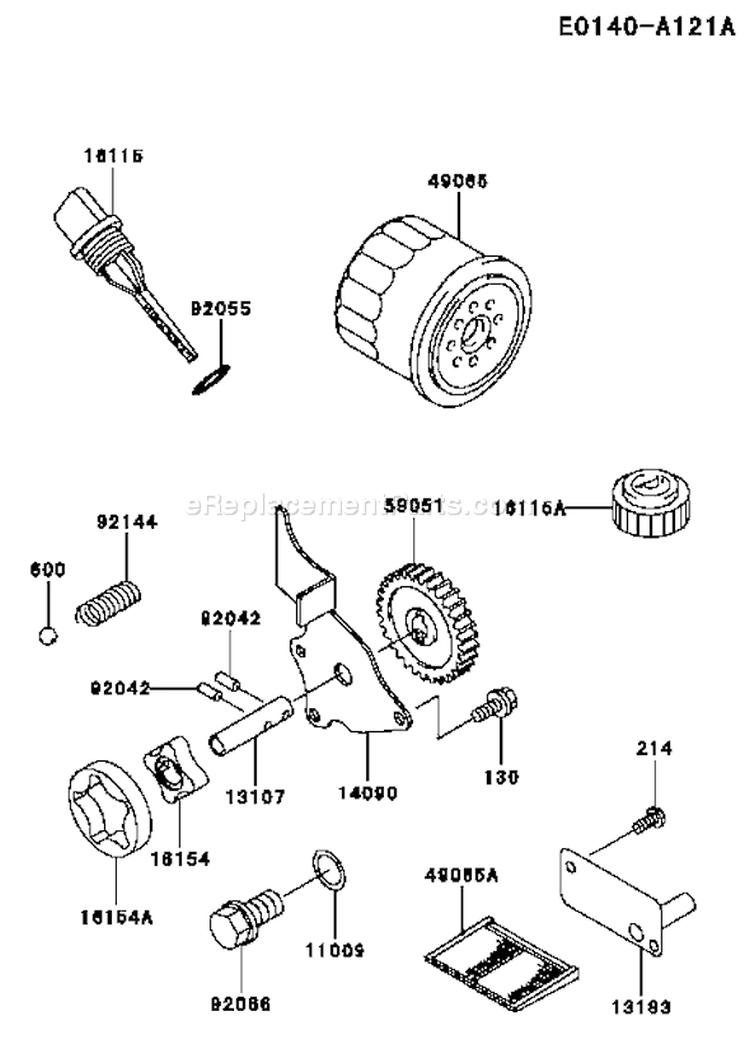 Page H Diagram and Parts List for FD501D AS05 Kawasaki Engine