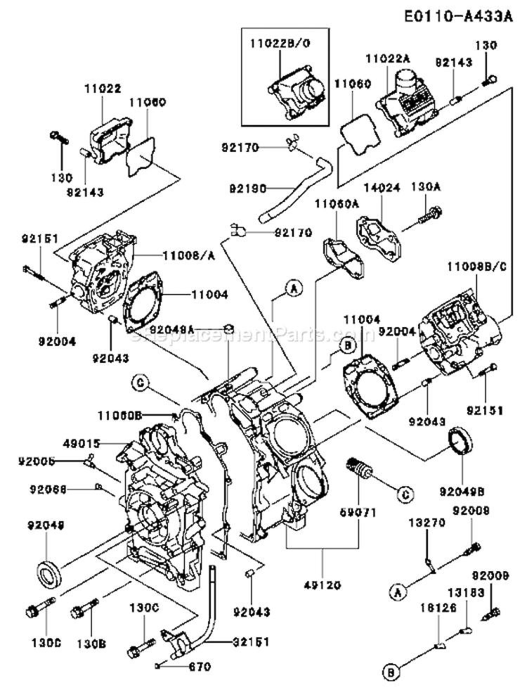 Page E Diagram and Parts List for FD501D CS00 Kawasaki Engine