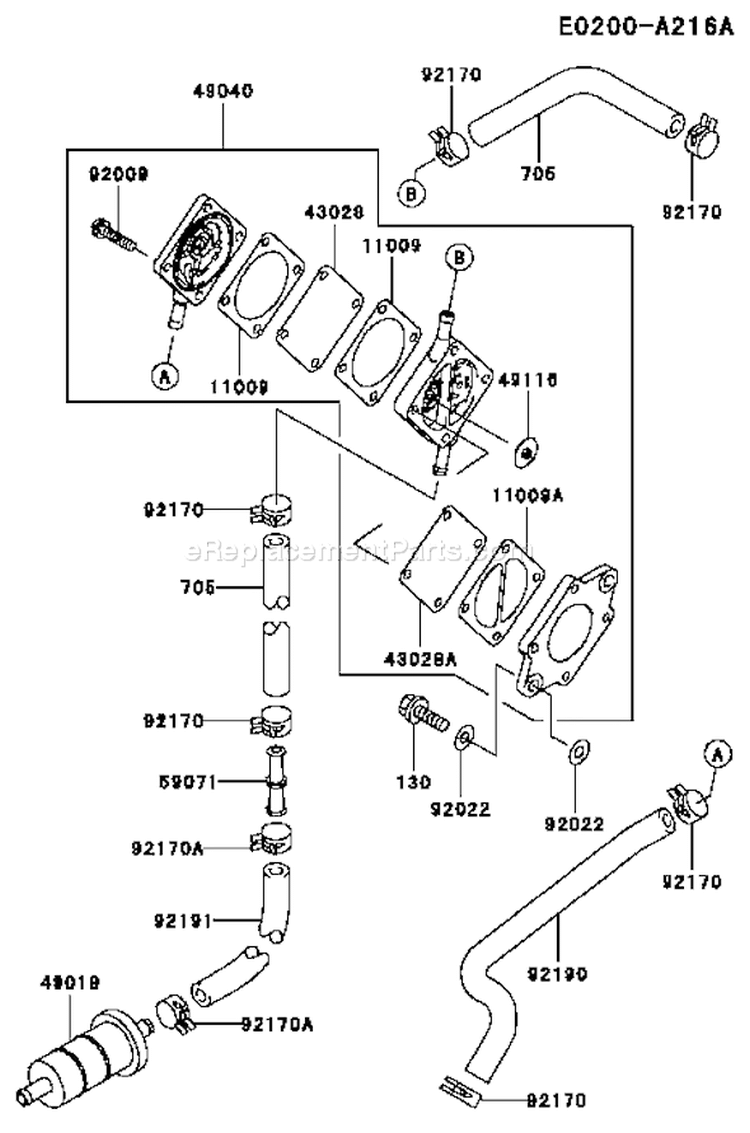 Page G Diagram and Parts List for FD501D CS00 Kawasaki Engine