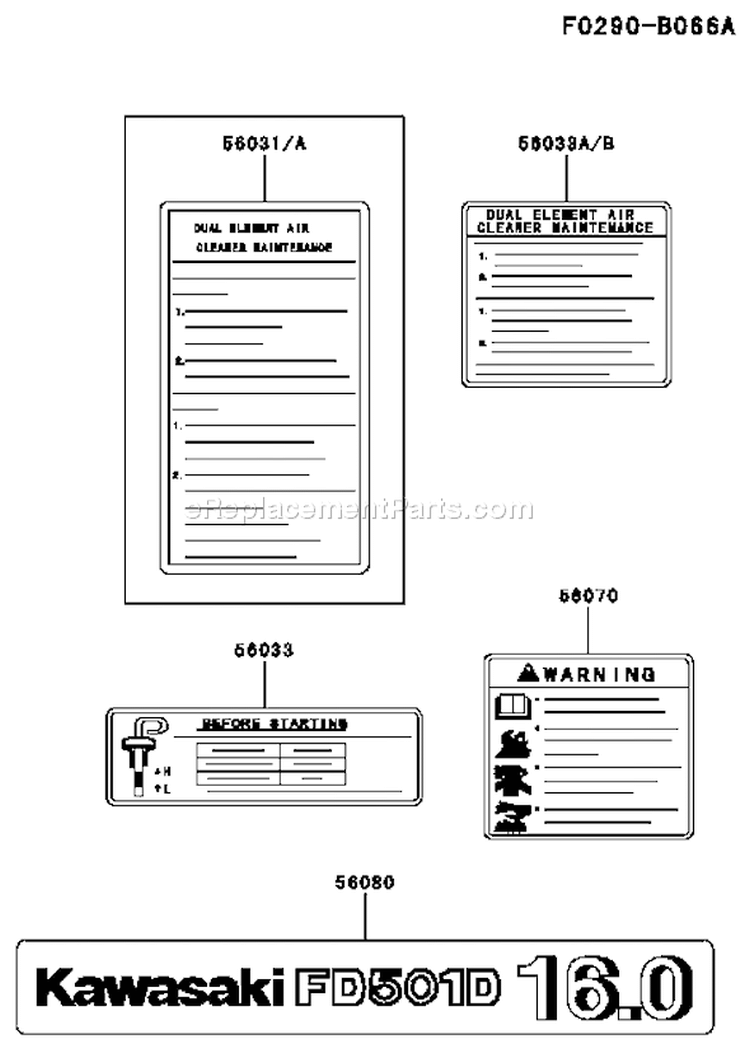 Page H Diagram and Parts List for FD501D CS00 Kawasaki Engine