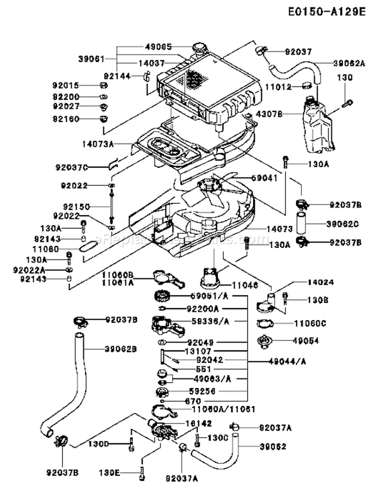 Page D Diagram and Parts List for FD501V BS03 Kawasaki Engine