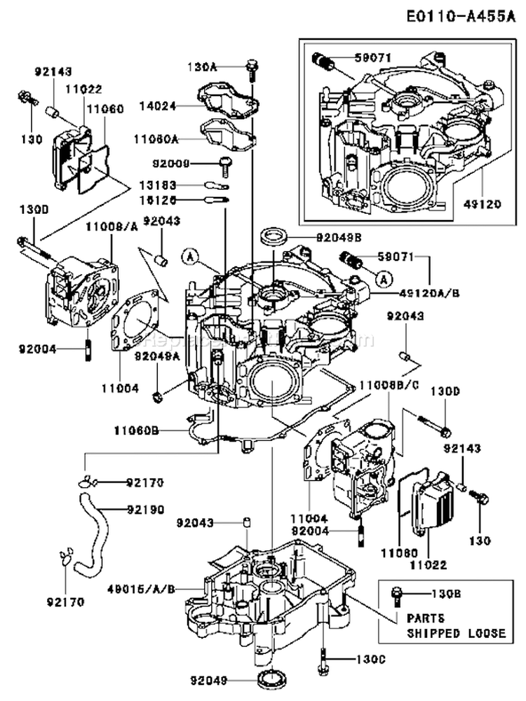 Page E Diagram and Parts List for FD501V BS03 Kawasaki Engine