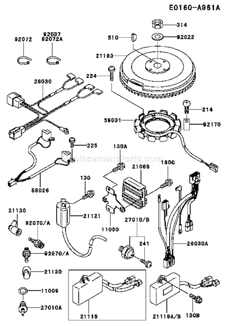 Page F Diagram and Parts List for FD501V BS03 Kawasaki Engine