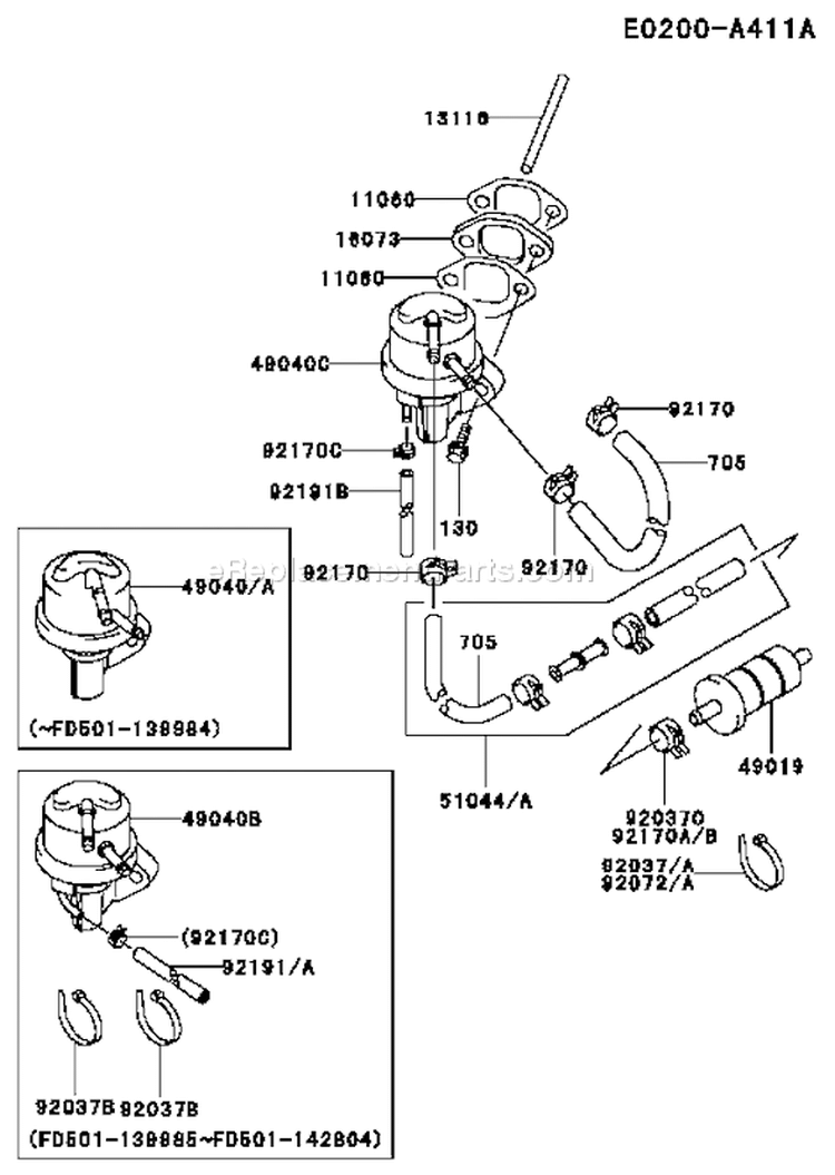 Page G Diagram and Parts List for FD501V BS02 Kawasaki Engine