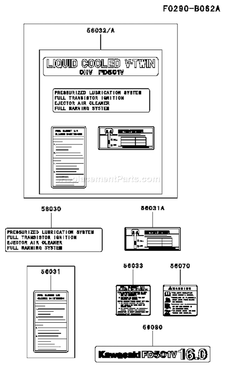 Page H Diagram and Parts List for FD501V BS02 Kawasaki Engine