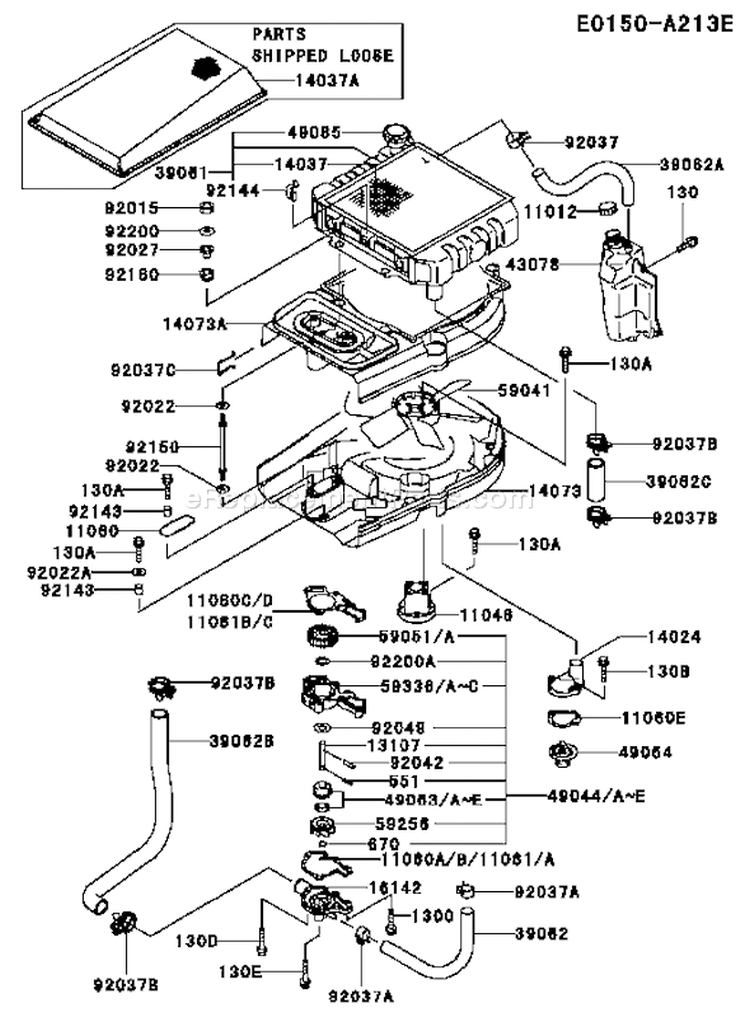 Page D Diagram and Parts List for FD501V DS05 Kawasaki Engine