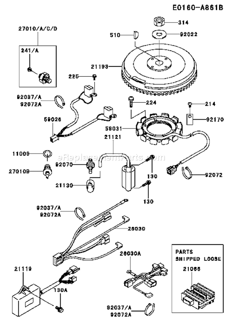 Page F Diagram and Parts List for FD501V DS05 Kawasaki Engine