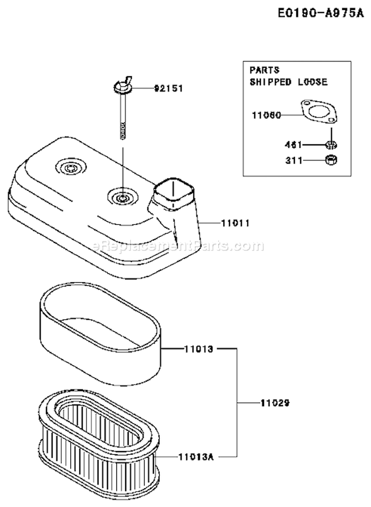 Page A Diagram and Parts List for FD501V ES05 Kawasaki Engine