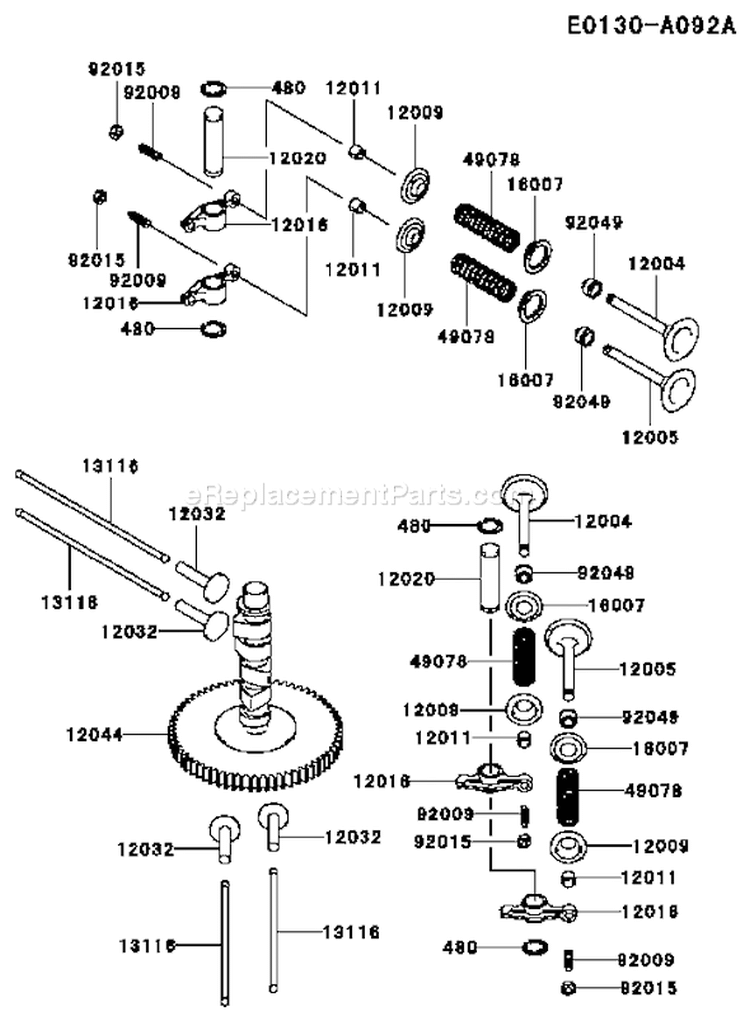 Page K Diagram and Parts List for FD501V ES05 Kawasaki Engine