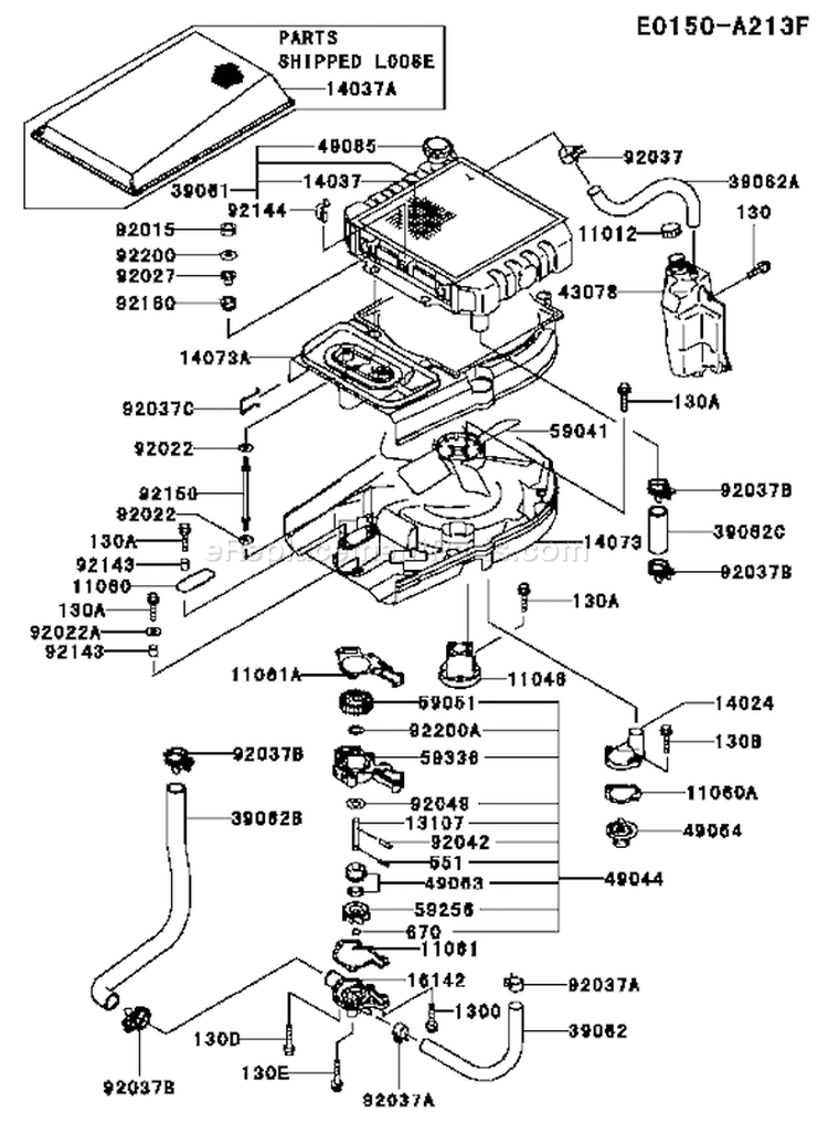 Page D Diagram and Parts List for FD501V ES05 Kawasaki Engine