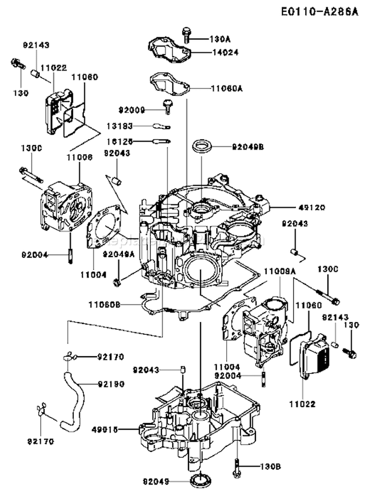 Page E Diagram and Parts List for FD501V DS05 Kawasaki Engine