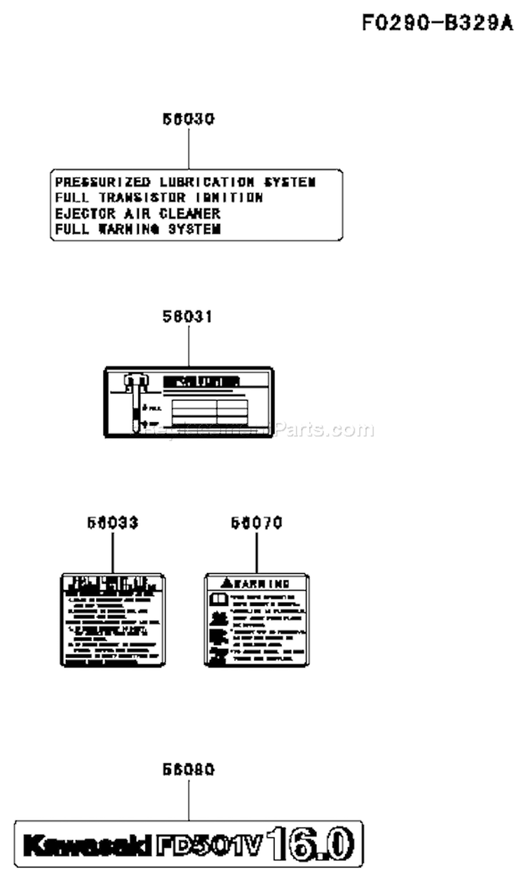 Page G Diagram and Parts List for FD501V ES05 Kawasaki Engine