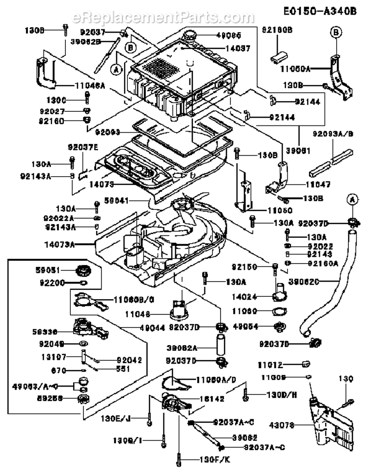 Page D Diagram and Parts List for FD590V AS06 Kawasaki Engine