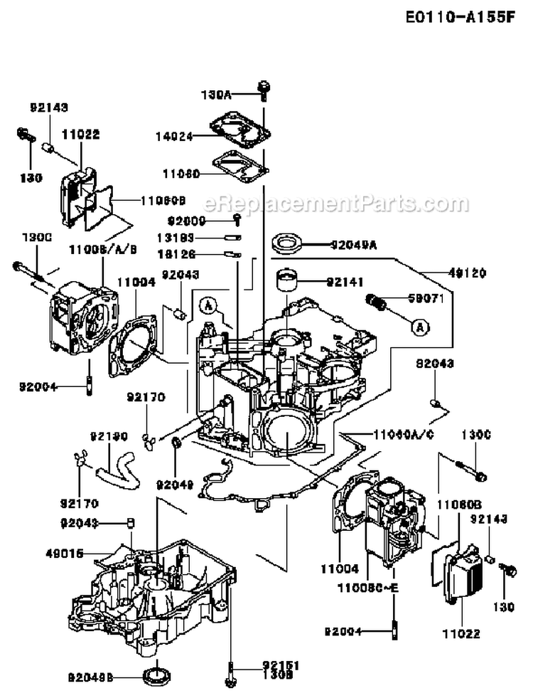 Page E Diagram and Parts List for FD590V AS06 Kawasaki Engine