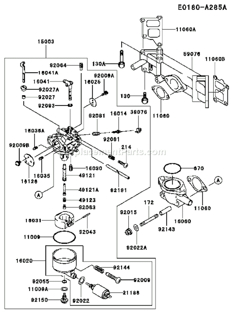 Page B Diagram and Parts List for FD590V AS07 Kawasaki Engine