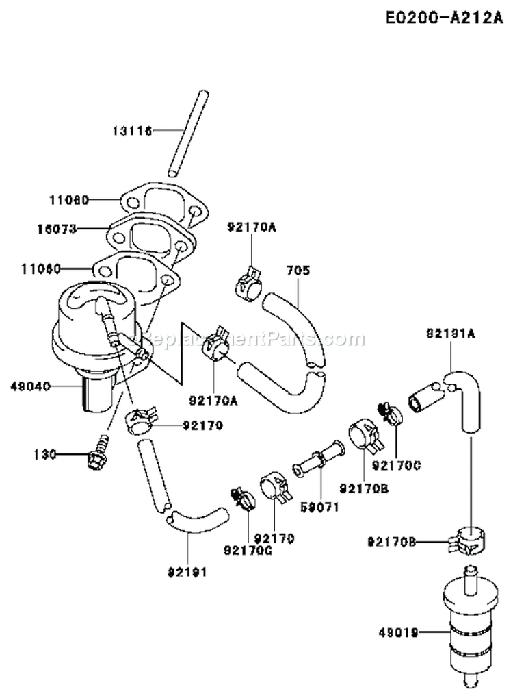 Page G Diagram and Parts List for FD590V AS07 Kawasaki Engine