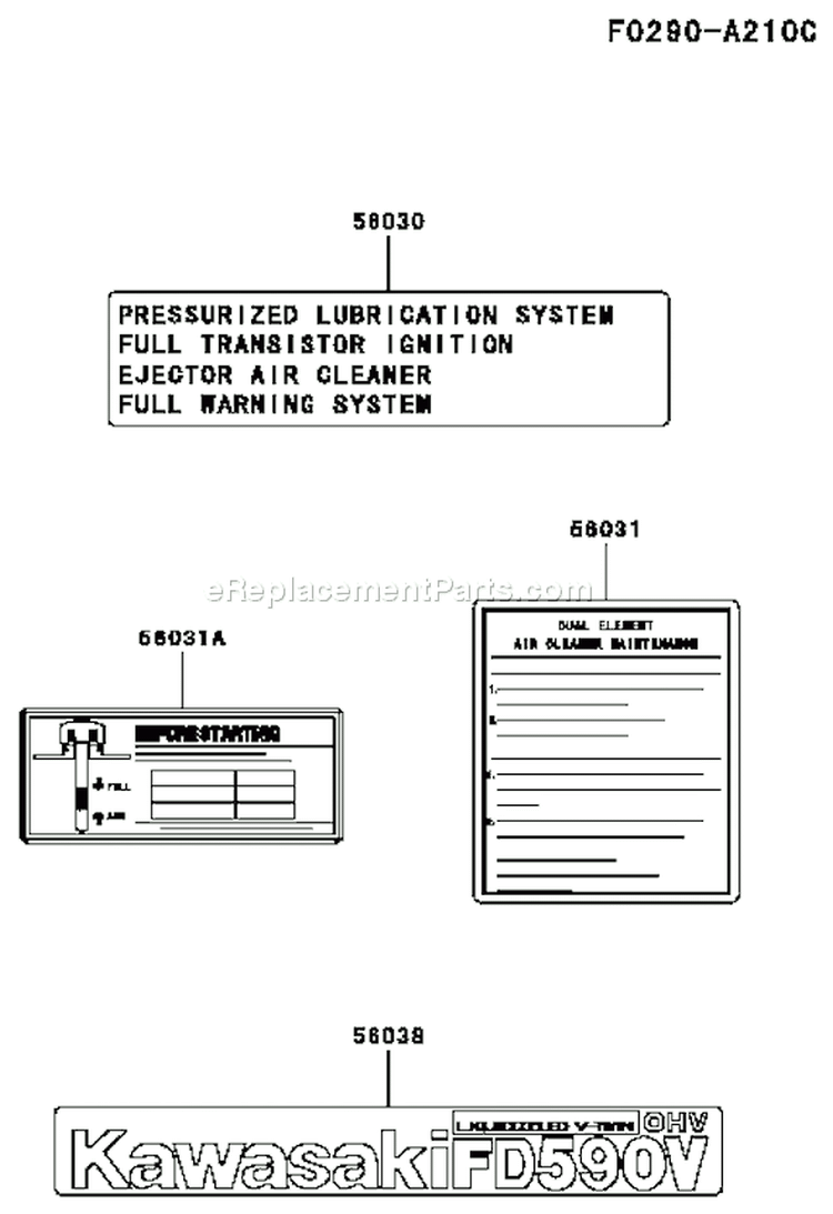 Page H Diagram and Parts List for FD590V AS07 Kawasaki Engine
