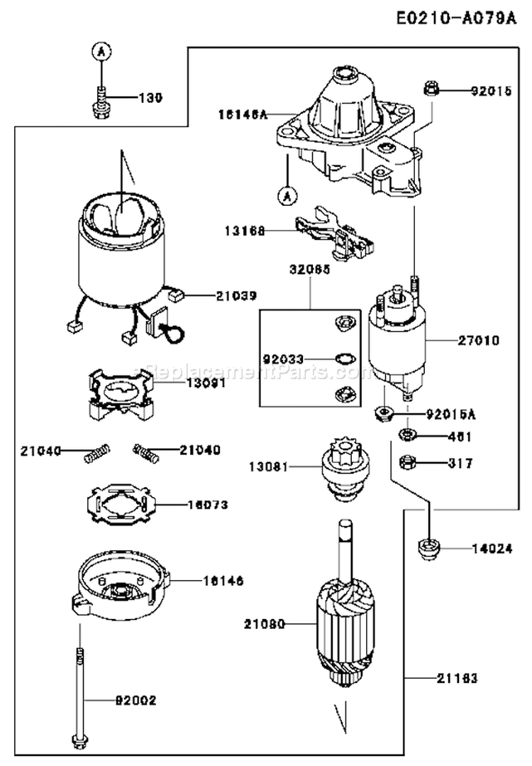 Page K Diagram and Parts List for FD590V BS05 Kawasaki Engine