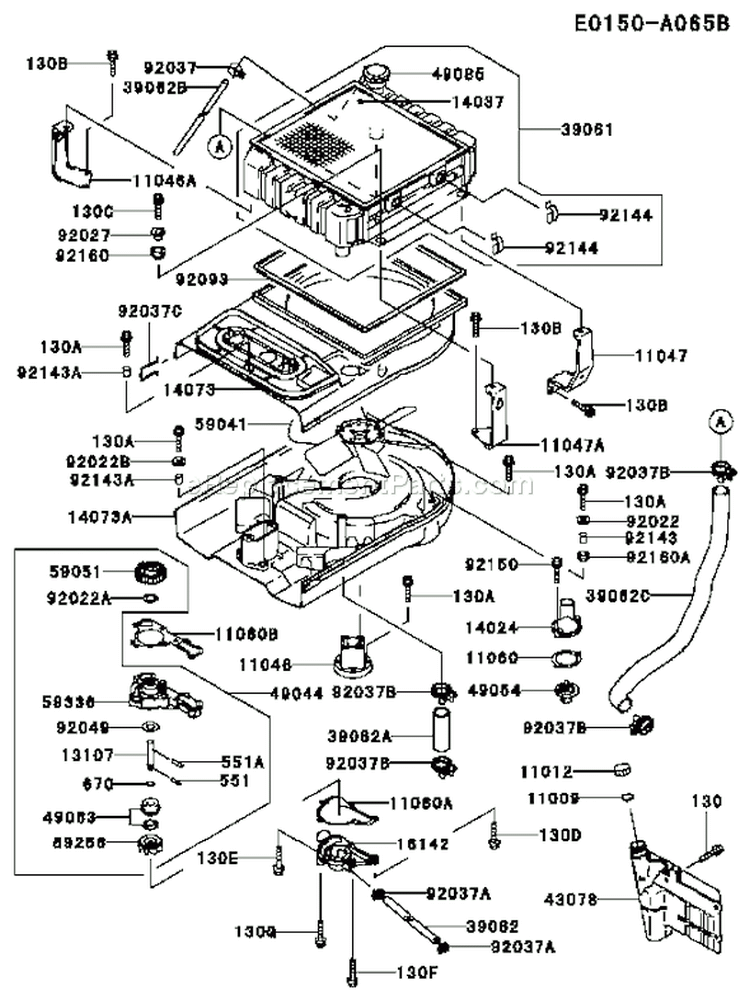 Page D Diagram and Parts List for FD590V BS05 Kawasaki Engine