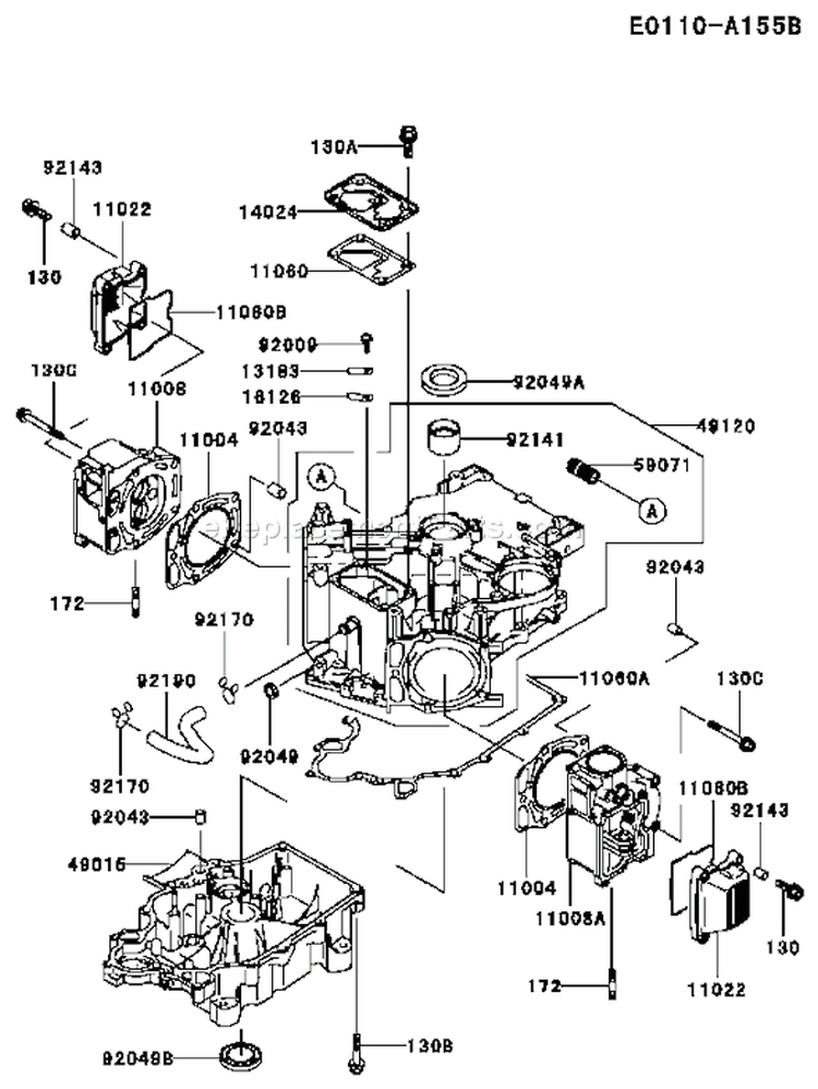 Page E Diagram and Parts List for FD590V BS05 Kawasaki Engine