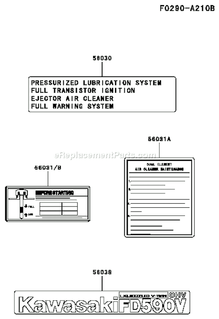 Page H Diagram and Parts List for FD590V BS05 Kawasaki Engine