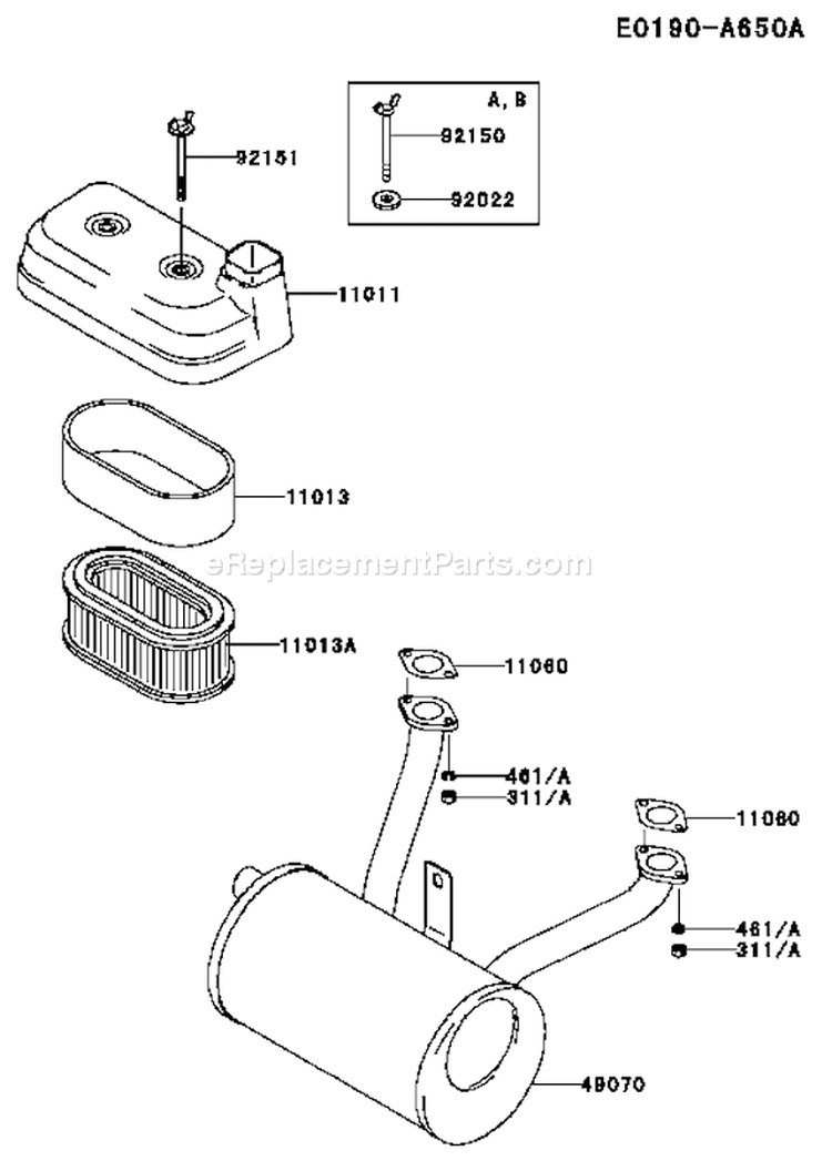 Page A Diagram and Parts List for FD590V CS06 Kawasaki Engine