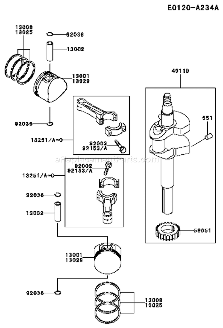 Page J Diagram and Parts List for FD590V CS06 Kawasaki Engine