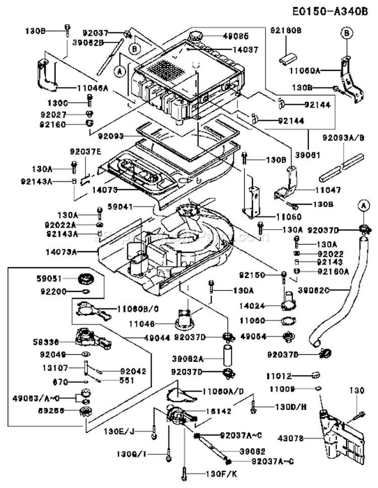 Page D Diagram and Parts List for FD590V CS06 Kawasaki Engine