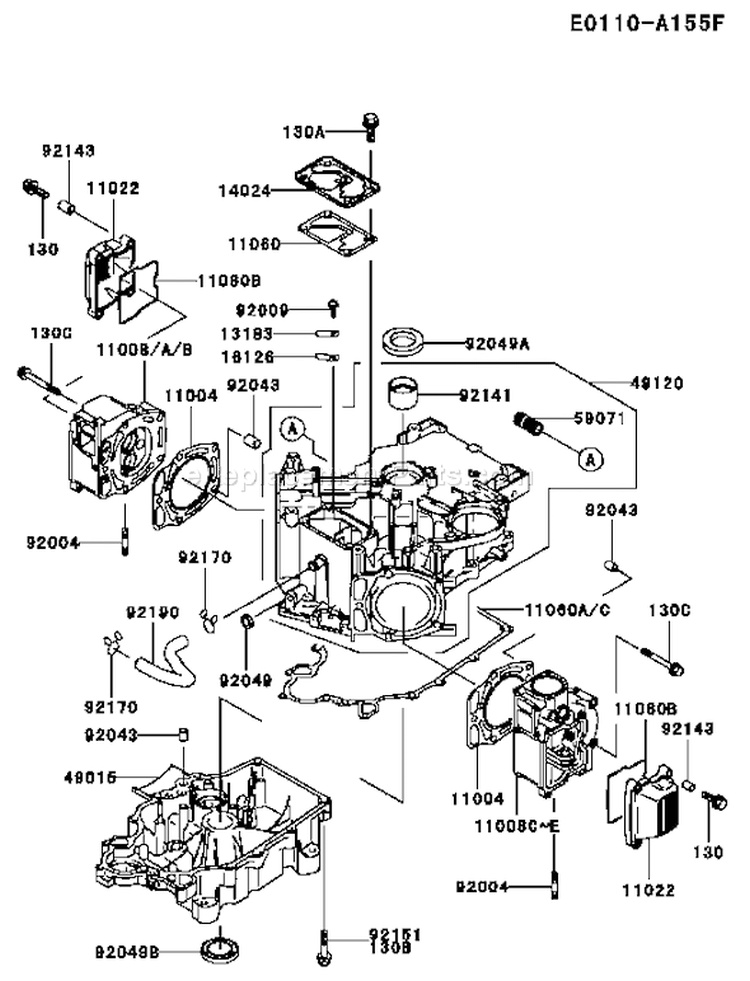 Page E Diagram and Parts List for FD590V CS06 Kawasaki Engine