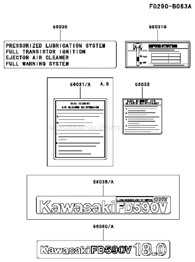 Page H Diagram and Parts List for FD590V CS06 Kawasaki Engine