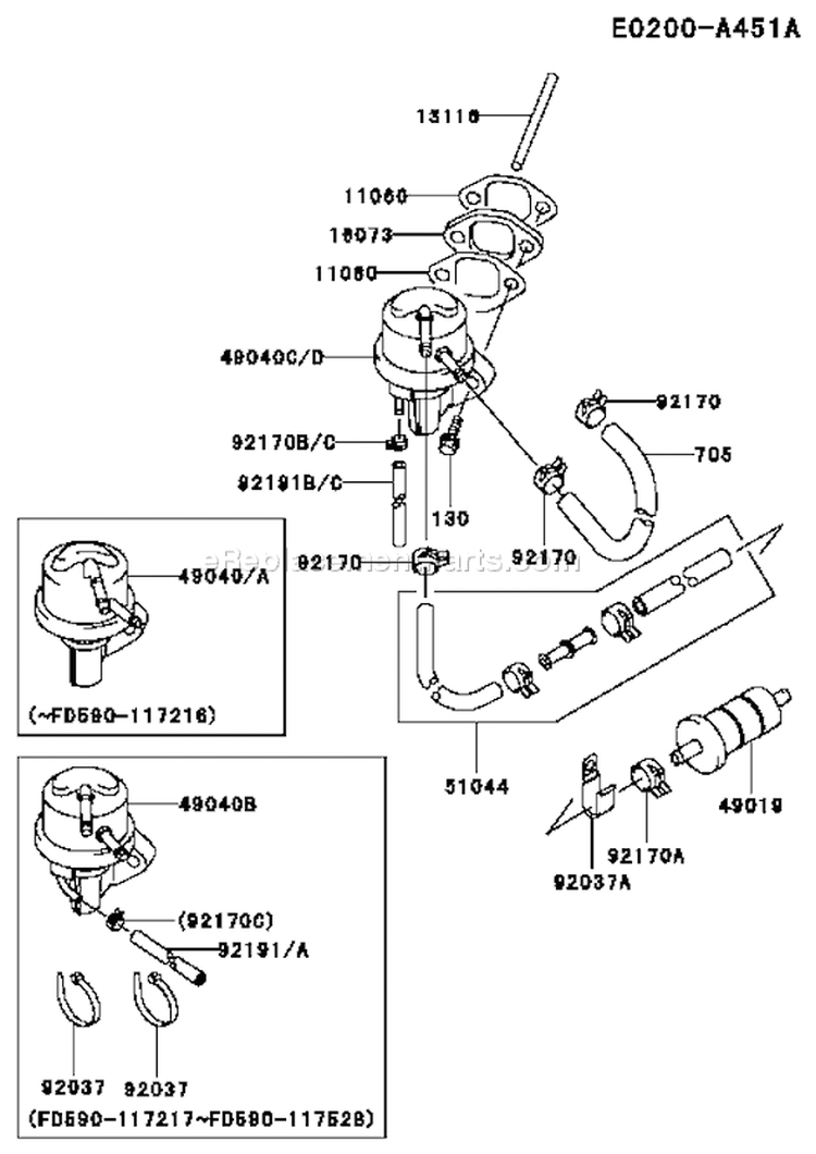 Page G Diagram and Parts List for FD590V AS09 Kawasaki Engine