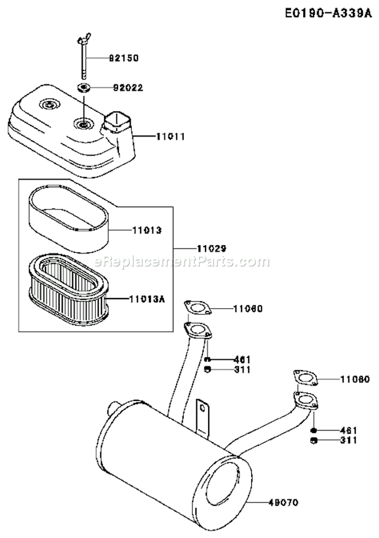 Page A Diagram and Parts List for FD611V AS00 Kawasaki Engine