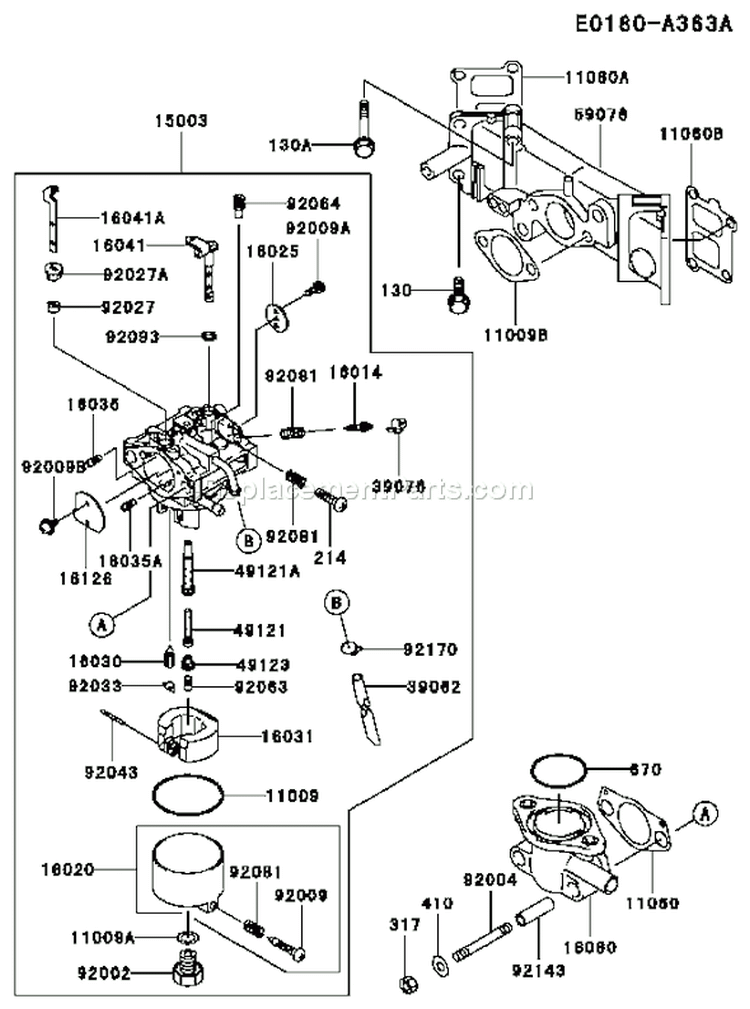 Page B Diagram and Parts List for FD611V AS00 Kawasaki Engine