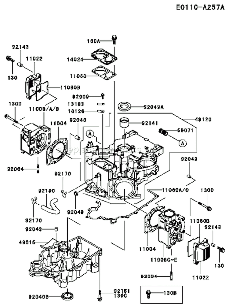 Page E Diagram and Parts List for FD611V AS00 Kawasaki Engine