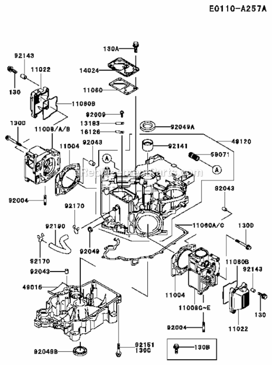 Page J Diagram and Parts List for FD611V-FS01  Kawasaki Engine
