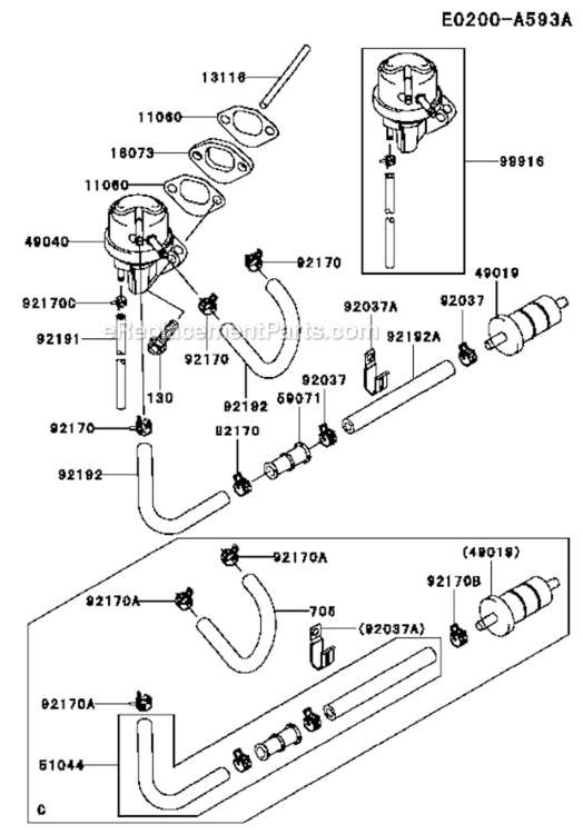 Page M Diagram and Parts List for FD611V-FS01  Kawasaki Engine
