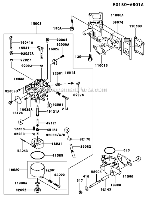 Page D Diagram and Parts List for FD611V-FS01  Kawasaki Engine