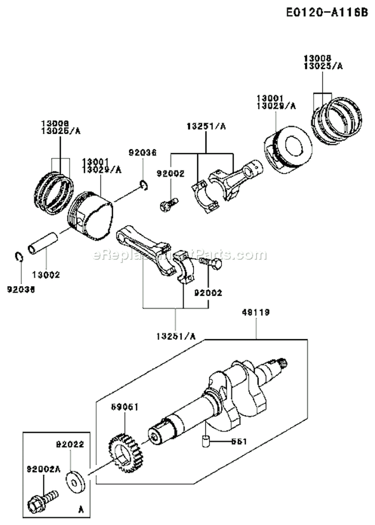 Page J Diagram and Parts List for FD620D AS14 Kawasaki Engine