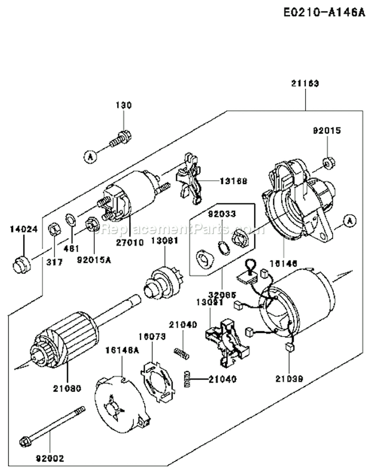 Page K Diagram and Parts List for FD620D AS14 Kawasaki Engine