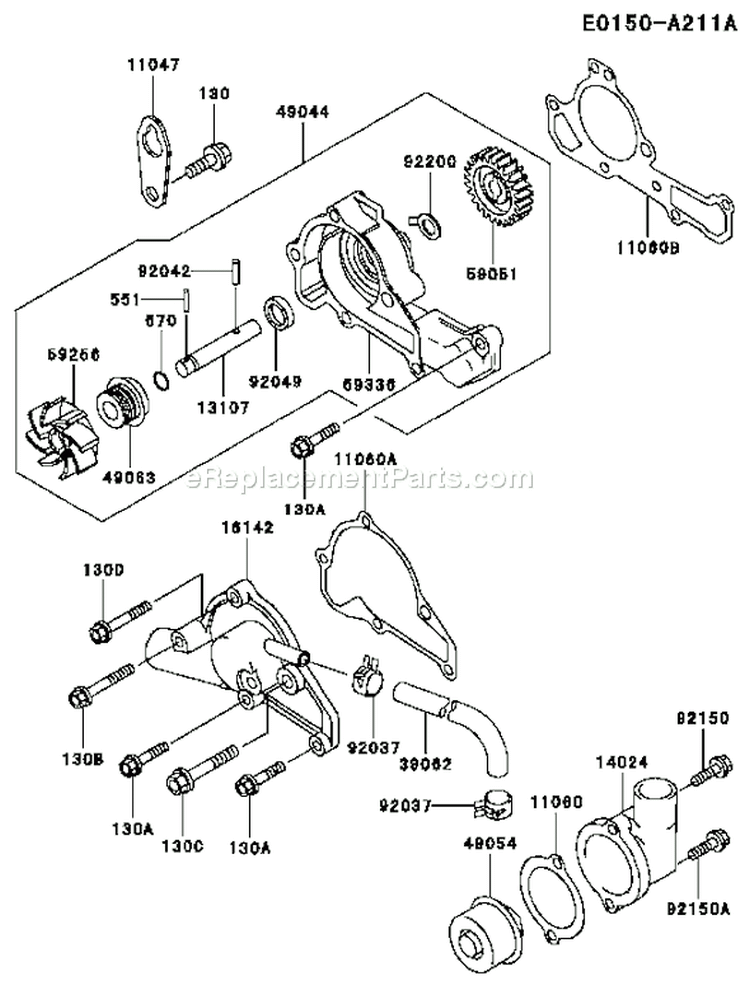 Page D Diagram and Parts List for FD620D AS14 Kawasaki Engine