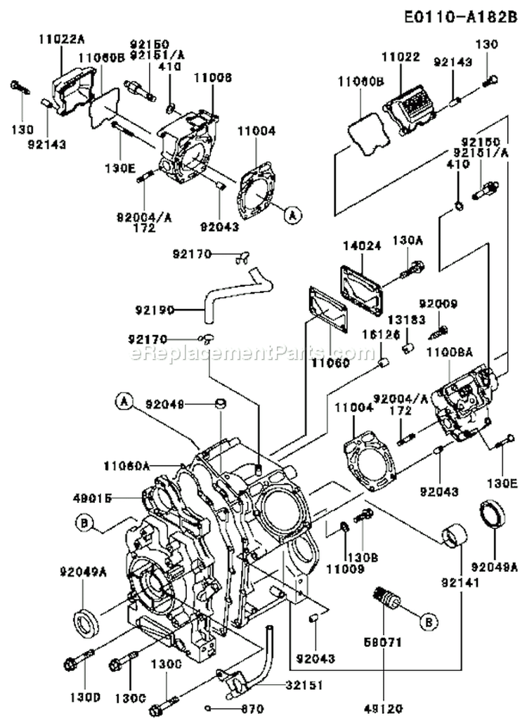Page E Diagram and Parts List for FD620D AS14 Kawasaki Engine