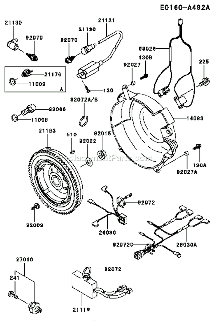 Page F Diagram and Parts List for FD620D AS14 Kawasaki Engine