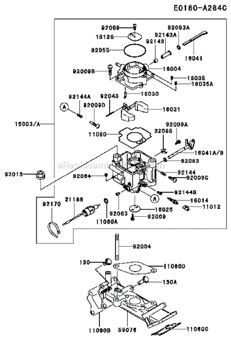 Page B Diagram and Parts List for FD620D BS15 Kawasaki Engine