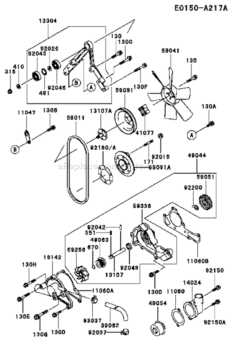 Page D Diagram and Parts List for FD620D BS15 Kawasaki Engine