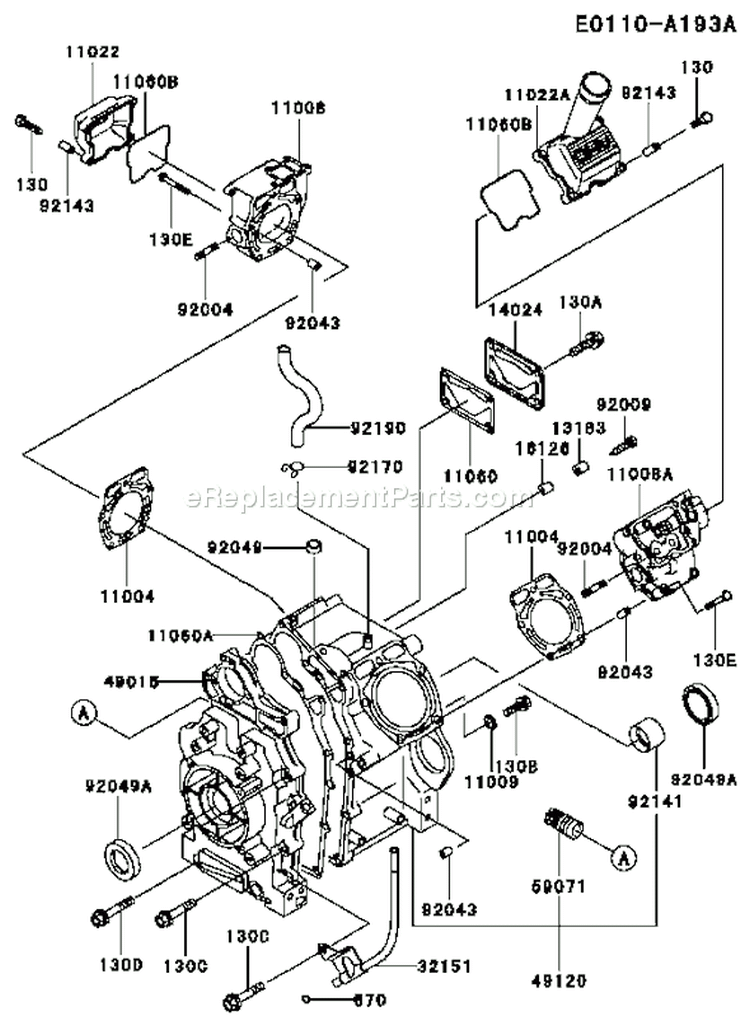 Page E Diagram and Parts List for FD620D BS15 Kawasaki Engine