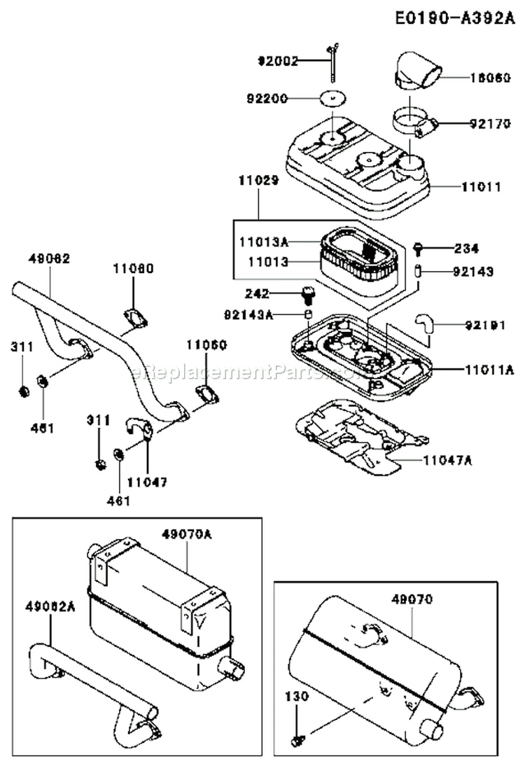 Page A Diagram and Parts List for FD620D AS23 Kawasaki Engine