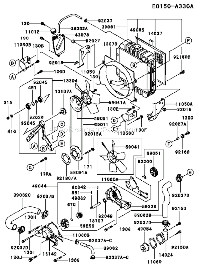 Page D Diagram and Parts List for FD620D AS23 Kawasaki Engine