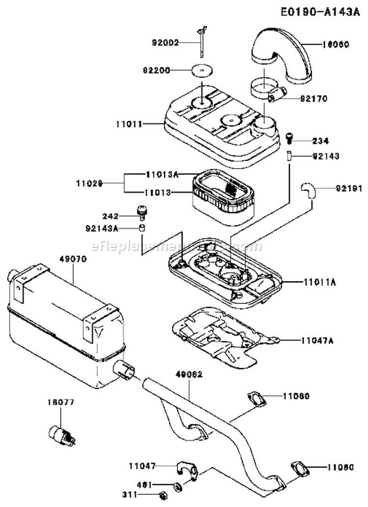 Page A Diagram and Parts List for FD620D BS08 Kawasaki Engine