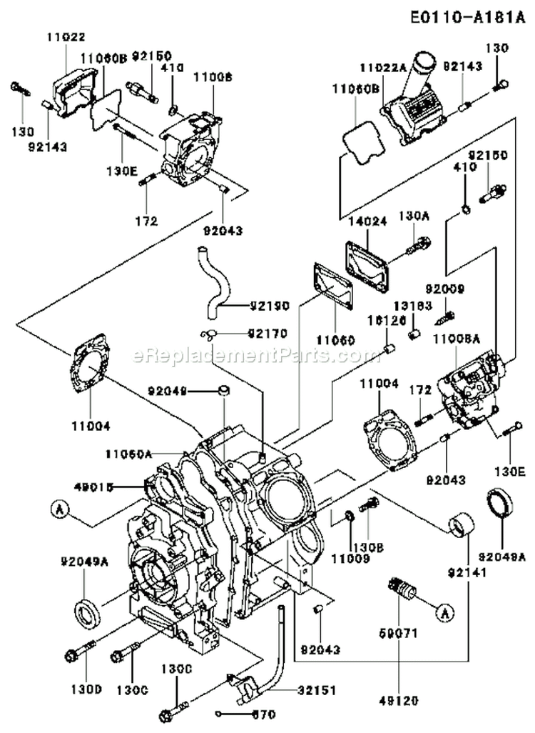 Page E Diagram and Parts List for FD620D BS08 Kawasaki Engine