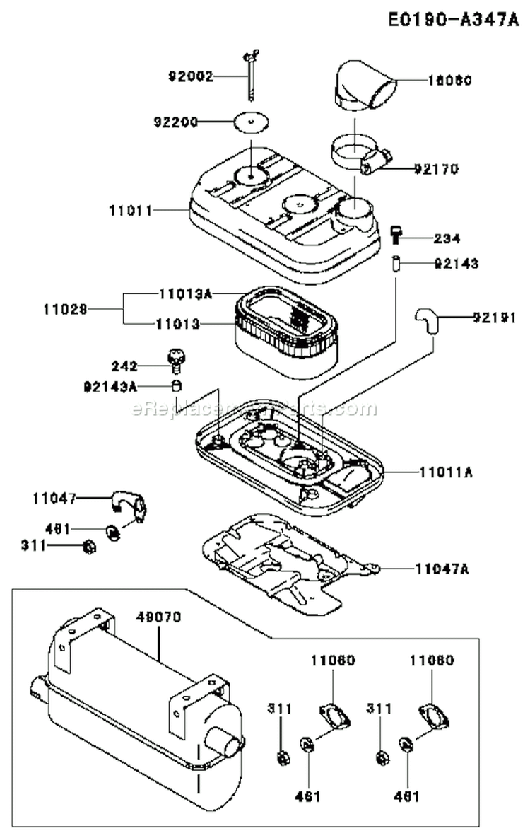 Page A Diagram and Parts List for FD620D CS16 Kawasaki Engine